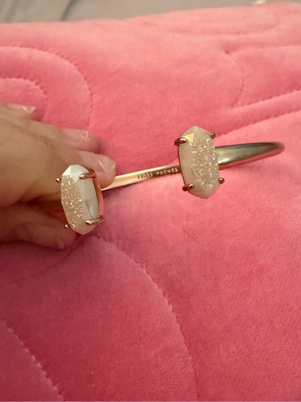 Kendra Scott White Drusy Open Cuff Bracelet with Rose Gold Tone